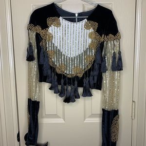 Embroidered Long Sleeved Crop